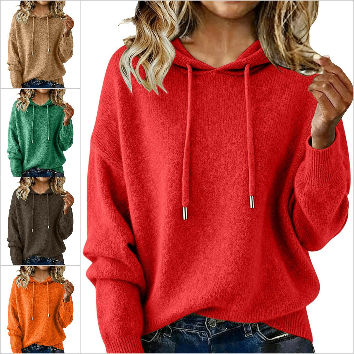 Nuevo jersey de mujer con capucha y cordón (S-3XL) 4191647