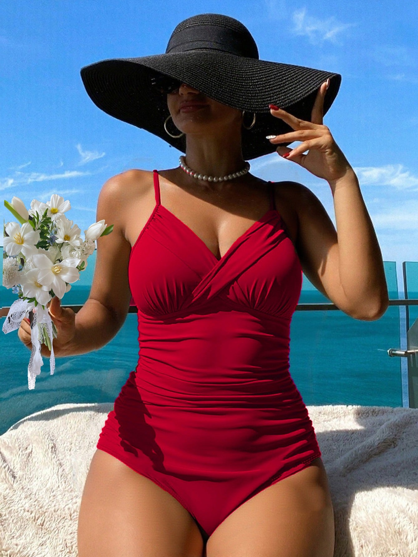 👙【S-2XL】Wygodny dwuczęściowy kostium kąpielowy z nadrukiem i kokardkami-4262271
