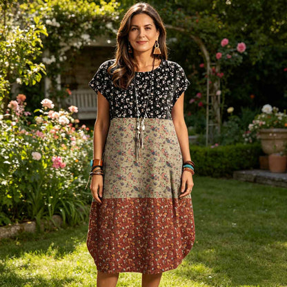 👗【S-2XL】Φόρεμα χωρίς μανίκια με στρογγυλή λαιμόκοψη και στάμπα - Αντικαταβολή💥