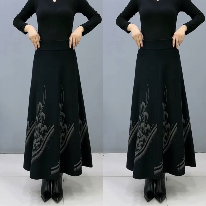 👗【S-3XL】2024 Nowa, jesienno-zimowa, pogrubiona, wełniana spódnica z dzianiny-3788590