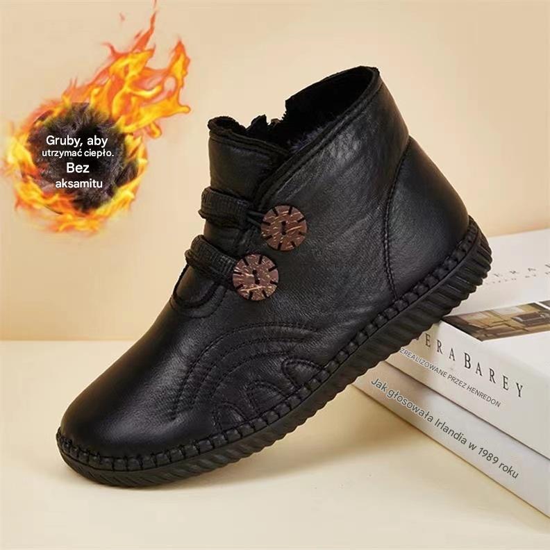 【35-40】Damskie skórzane, bawełniane, antypoślizgowe, ręcznie robione buty na jesień i zimę 4130270