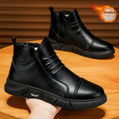 🔥🔥 [Rozmiary 39-44] Męskie buty śnieżne o średniej cholewce, skóra naturalna, podszewka z wełny 4182354