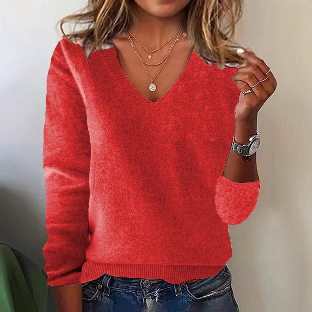 🔥【Tallas S-3XL】Nuevo top de punto cómodo de manga larga con cuello en V