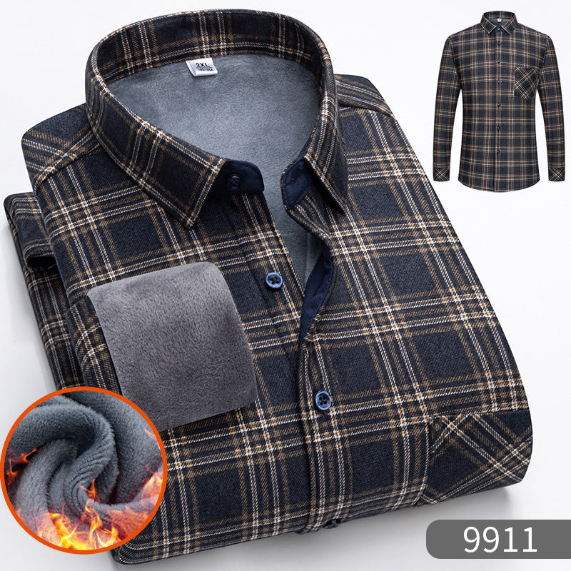 🔥【Poloviční cena】1 kus: 690 Kč 👔【L-5XL】Teplá společenská košile s dlouhým rukávem