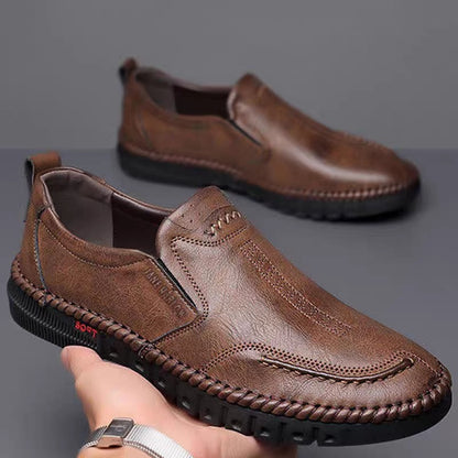 👞【39-44】Nowe męskie skórzane buty casualowe z miękką podeszwą - antypoślizgowe - oddychające-3977383