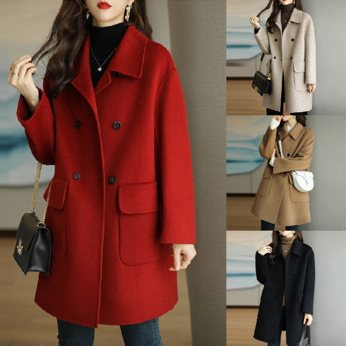 🌈🩰Ostatni dzień, 39% zniżki: Nowy dwustronny płaszcz z wełny kaszmirowej-4145535