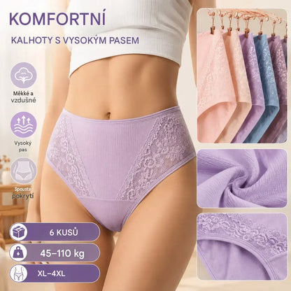 ⏳ Poslední den – sleva 50 %【45-110KG】【6 kusů】💕💕Dámské vysoké kalhotky z modalu pro plnoštíhlé, antibakteriální, elastické a tvarující