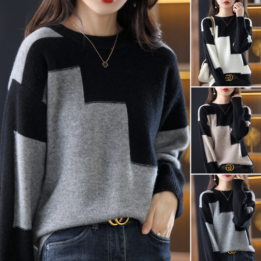 ☃️🎉【S-3XL】2024 nou pulover de cașmir de toamnă și iarnă, pulover scurt de lână, cu gât rotund, tricot, pulover largi