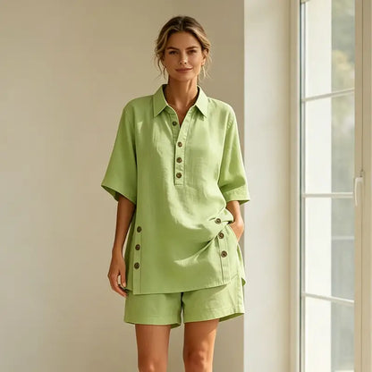 【S-5XL】50%OFF Letní nová dámská dvoudílná souprava košile s krátkým rukávem a volných kalhot 2026 ✨