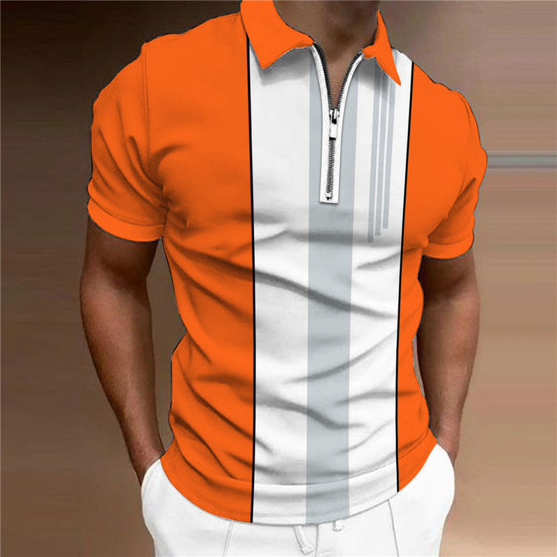 👔【S-6XL】 Nowy styl T-shirtu z klapami i zamkiem błyskawicznym-3715917