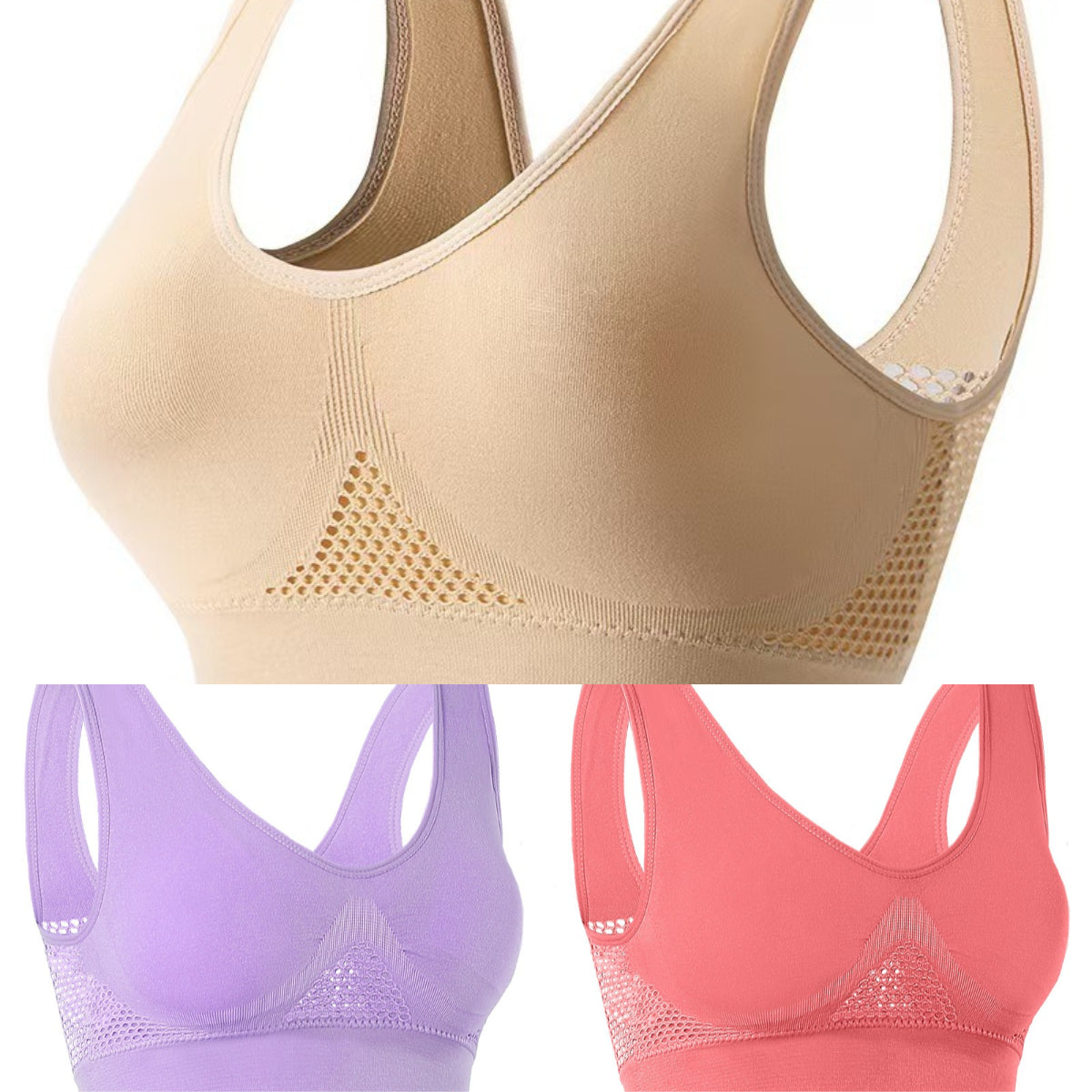 🥰【3 szt.】Biustonosz sportowy w dużym rozmiarze, oddychający✨❤️【40-120KG】-4223508