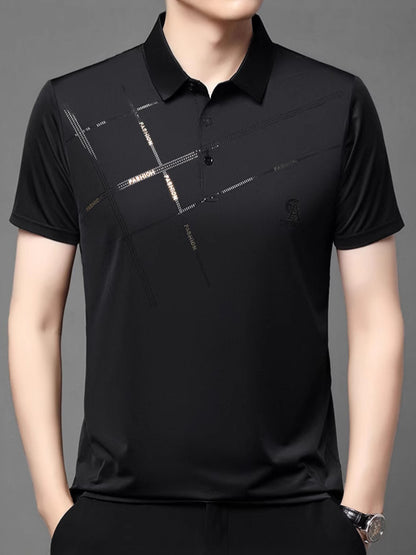 💥【Kup 1, a 2 dostaniesz gratis】👔【M-4XL】2025 Nowa męska casualowa koszulka polo z jedwabiu lodowcowego-4019142