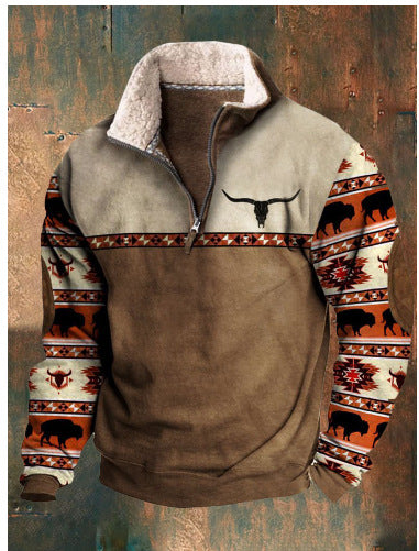 👕【35%OFF】【S-4XL]2024 Męski modny, jesienno-zimowy, ciepły sweter z długim rękawem i nadrukiem 3D-3779174