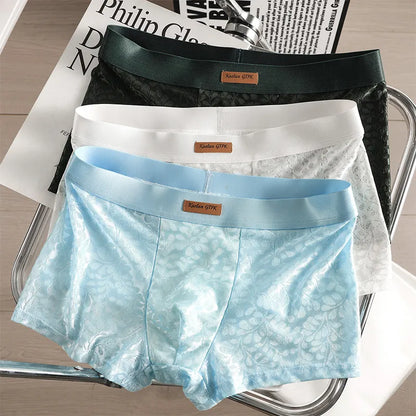 🩲【L-3XL】🧊【Sada 3 kusů】Pánské boxerky z chladivého hedvábného materiálu – ultra elastické, bezešvé, maximální pohodlí