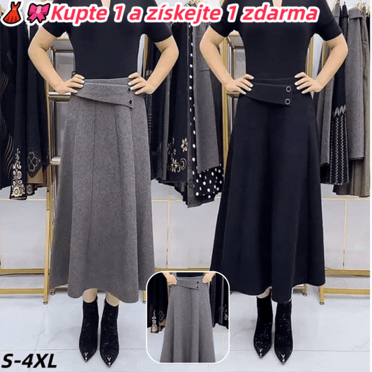 👗🎀【S-4XL】Falda midi de lana para otoño/invierno 4200012