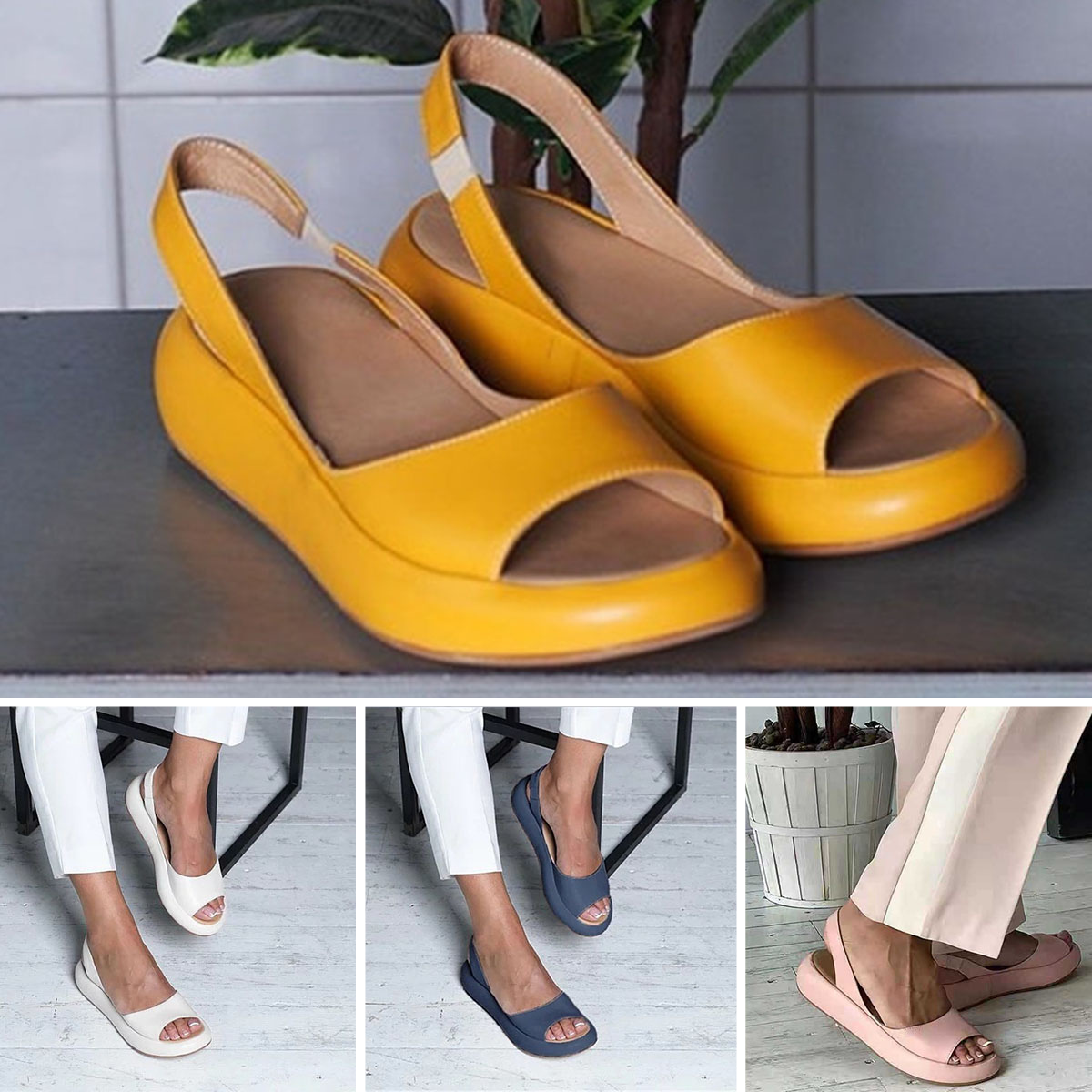 🔥【Μεγέθη 35-43】👡 Γυναικεία μοντέρνα σανδάλια με ανοιχτή μύτη, κατασκευασμένα από μαλακό δέρμα, με σόλα πλατφόρμας.