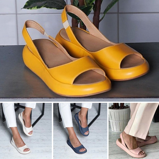 🔥【Μεγέθη 35-43】👡 Γυναικεία μοντέρνα σανδάλια με ανοιχτή μύτη, κατασκευασμένα από μαλακό δέρμα, με σόλα πλατφόρμας.