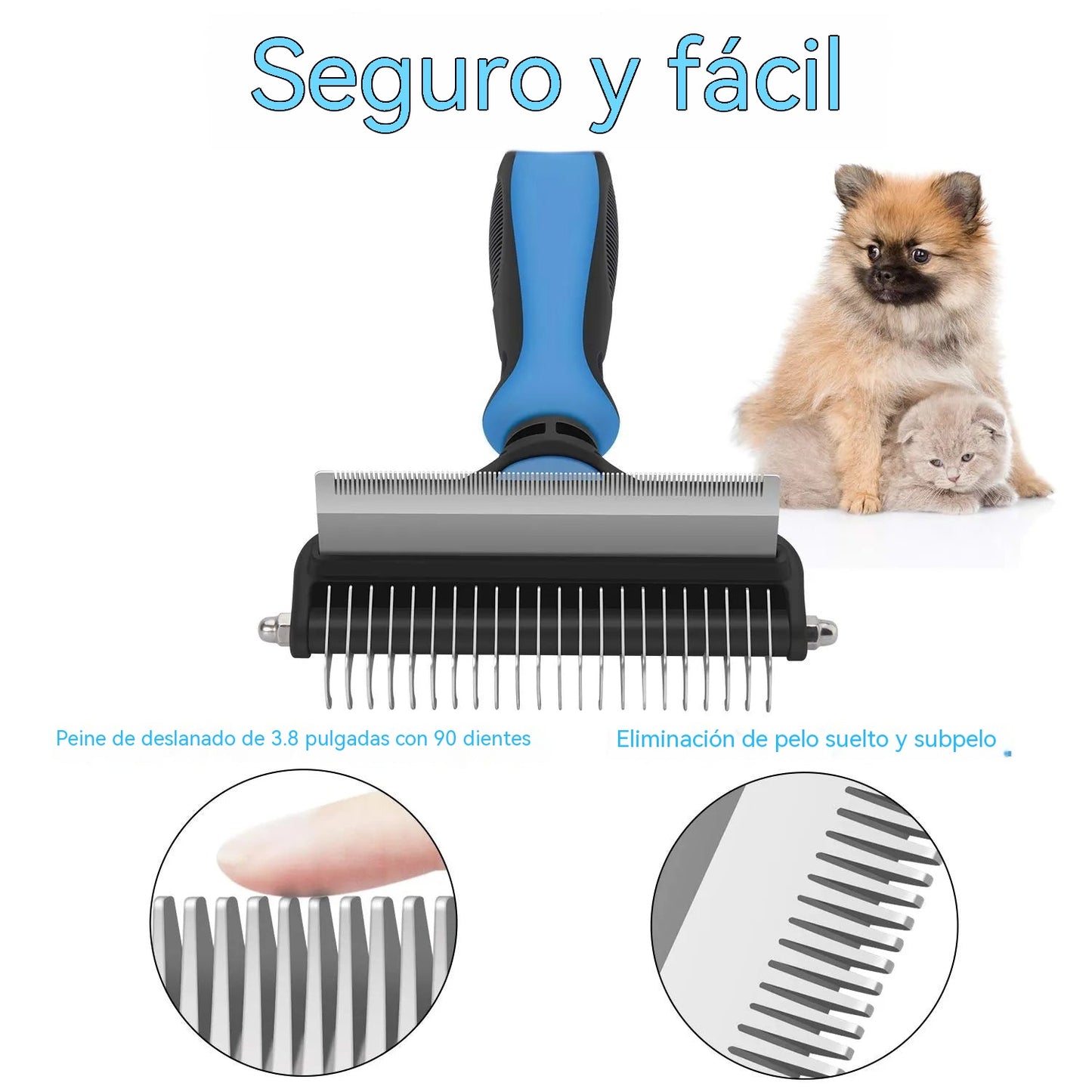 🐾 Herramienta profesional para eliminar el pelo muerto de perros y gatos: suave, eficaz y un hogar libre de pelo ✨💖