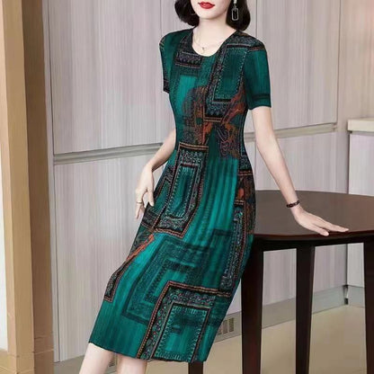 🔥【S-6XL】Šaty ve vintage stylu s tištěným designem a volným, ležérním kulatým výstřihem.