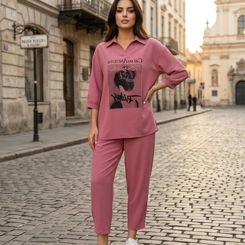 Modern női kétrészes szett, lezser-sikkes dizájn, többféle elegáns színben kapható