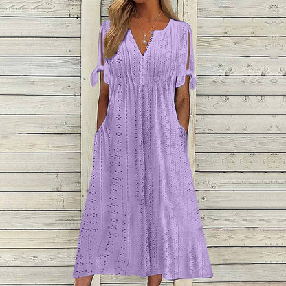 【S-5XL】Nowa, elegancka sukienka damska w jednolitym kolorze 4225462