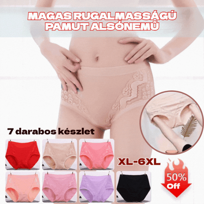 【7 kusů】【115 kg】 Dámské spodní prádlo s vysokým pasem z čisté bavlny
