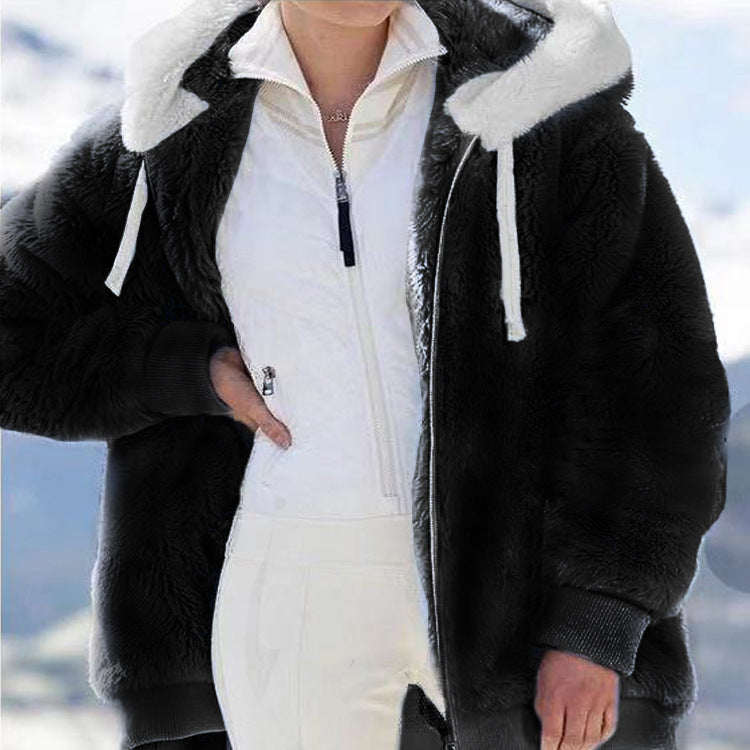 ❄️🛡️【S-5XL】Dámská silná plyšová bunda s kontrastními pruhy – model 2026