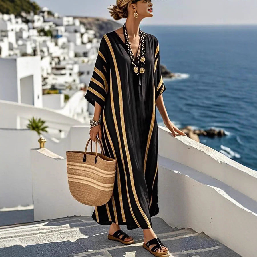 🥻【S-5XL】Αυτό το φόρεμα είναι πανέμορφο και ιδανικό για μια καλοκαιρινή απόδραση. Μακρύ και άνετο, είναι κομψό και τέλειο για μια βόλτα στην παραλία ή για μια βραδινή έξοδο.