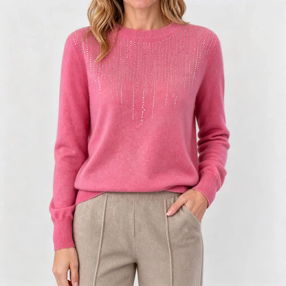 🍁  【Velikosti S–2XL】✨🌷 Eleganten in moden ženski pleten zgornji del visoke kakovosti z okroglim izrezom.