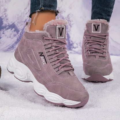 Nowe, zimowe, damskie, codzienne buty sportowe z polarową wyściółką, ciepłe i z grubą podeszwą【35-41】
