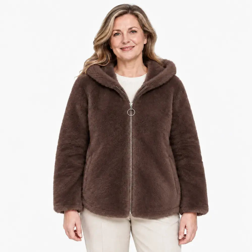 ✨【M-7XL】🔥 Dámská zimní fleecová bunda – silná, oboustranná, s kapucí, zateplená, na zip