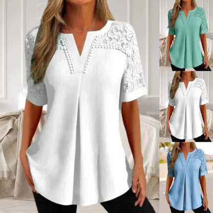 🌺✨Jeden kus 650 kc✨【S-6XL】🎉Nové dámské krajkové tričko s krátkým rukávem