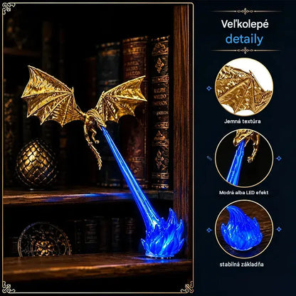 🐉🔥 3D LED světlo s ohnivě chrlícím drakem 🐉🔥| Fantasy zářící dekorace na poličku