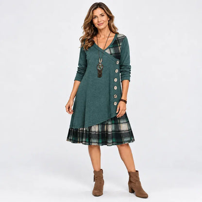 👗Poslední den – sleva 50 %【S-3XL】Dámské ležérní šaty s dlouhým rukávem a kontrastními detaily ✅️Dobírka