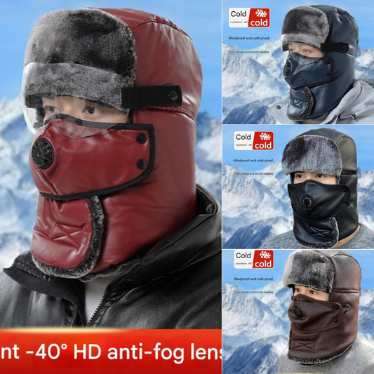 🔥🔥Unisex pogrubiona zimna czapka \ ochrona uszu i wiatroszczelna \ gogle zimowe ciepła bawełniana czapka 4202468