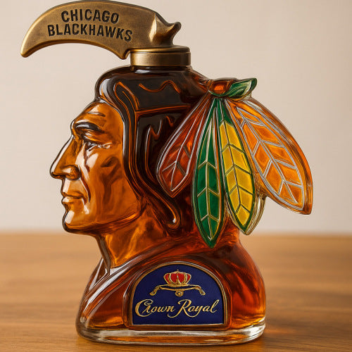 🔥🔥Szklana butelka w kształcie głowy Blackhawks, ciekawa butelka na whisky-4074349