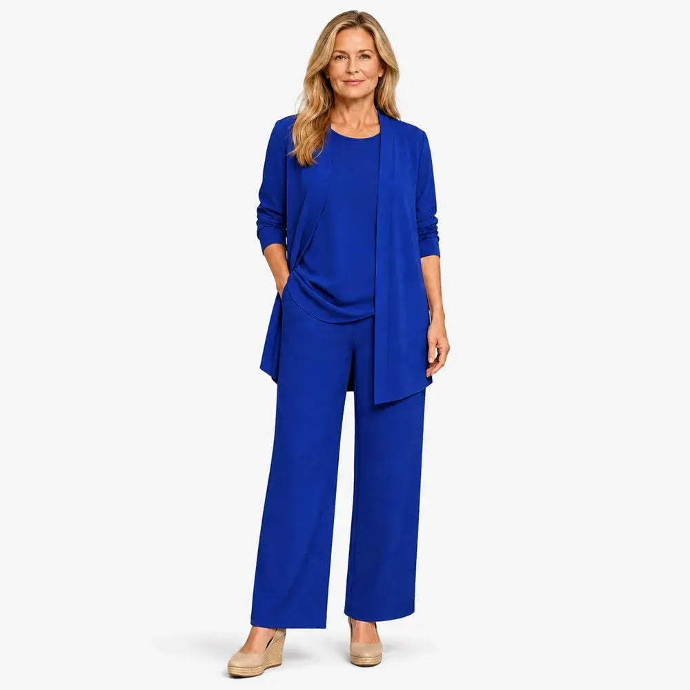 ✨Poslední den 50% sleva 【S–5XL】 Dámská třídílná souprava, přiléhavý kardigan, volný top a dlouhé kalhoty, pohodlný materiál, snadné kombinování