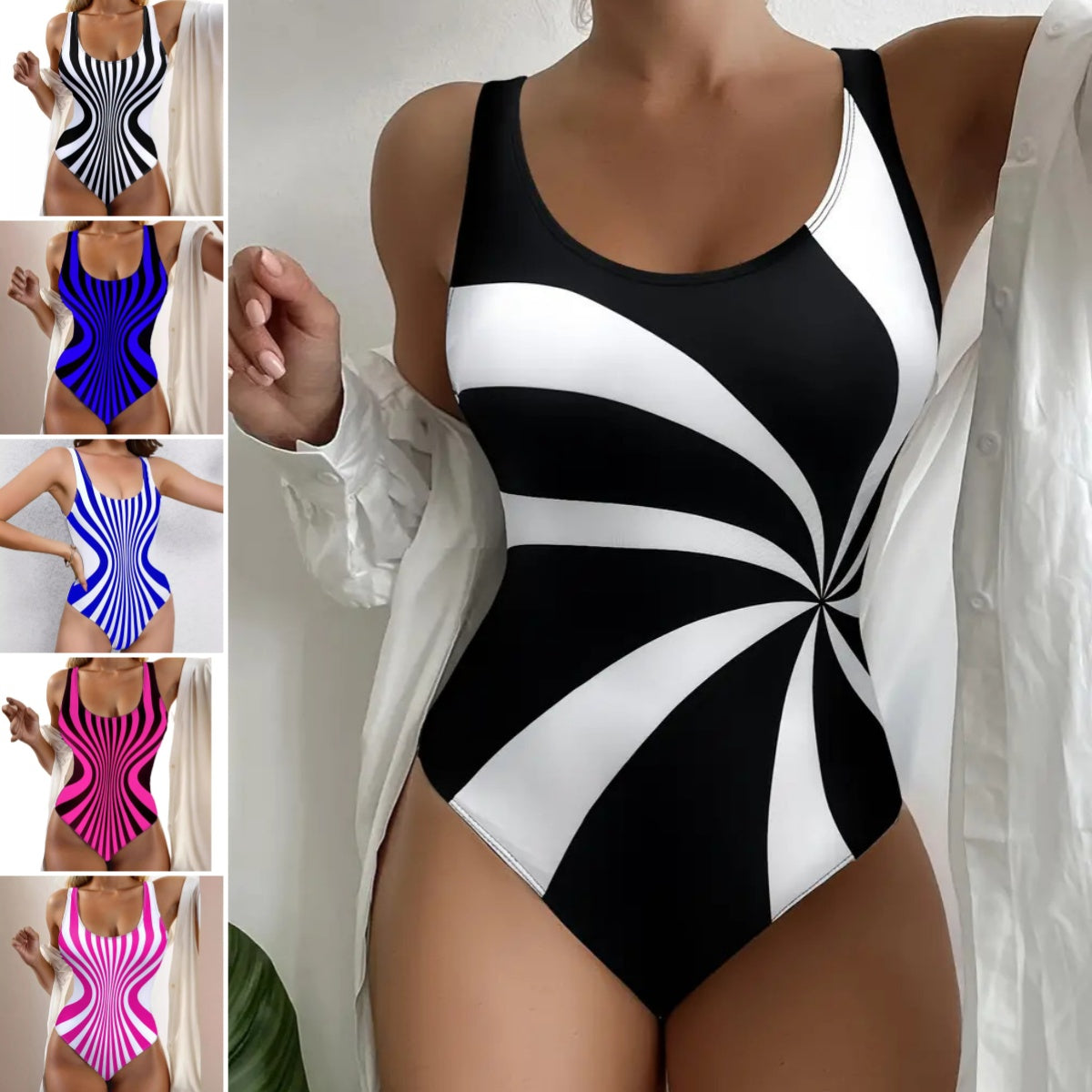 🌴👙  【S-3XL】2024 Nowy jednoczęściowy strój kąpielowy w paski 3724042