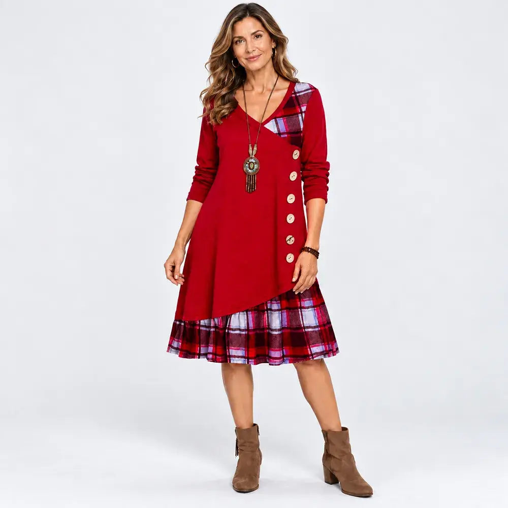 👗Poslední den – sleva 50 %【S-3XL】Dámské ležérní šaty s dlouhým rukávem a kontrastními detaily ✅️Dobírka