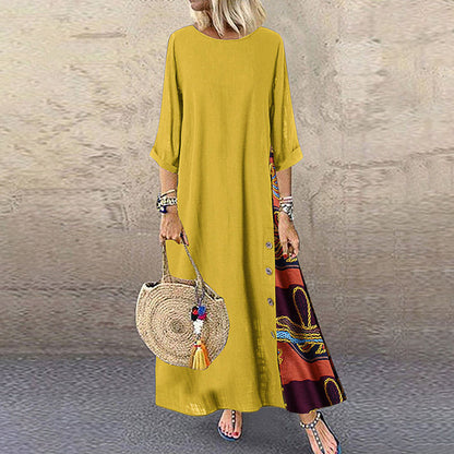 🌾【Oferta specjalna】💕[M-5XL] Nowa letnia sukienka lniana w stylu retro - miękka i wygodna w dotyku-3974424
