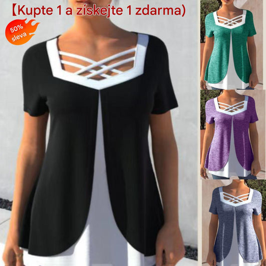 💥❤️【S-5XL】Letní tričko s potiskem pro větší velikosti 4237915