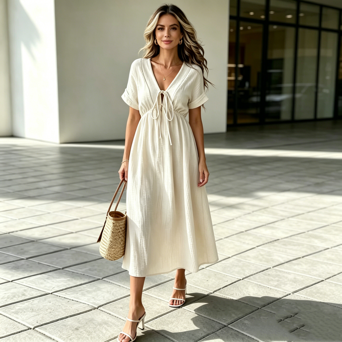💕🌷【Sleva 50 %✨】Nové elegantní letní šaty s výstřihem do V
