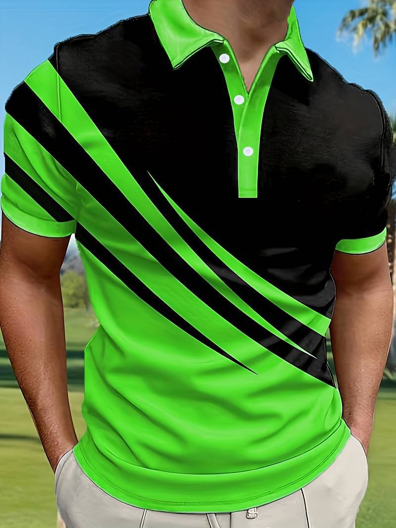 🔥【Gorąca wyprzedaż w sklepie】👔【S-6XL】Nowy męski letni T-shirt POLO w paski z nadrukiem 3D-3957247