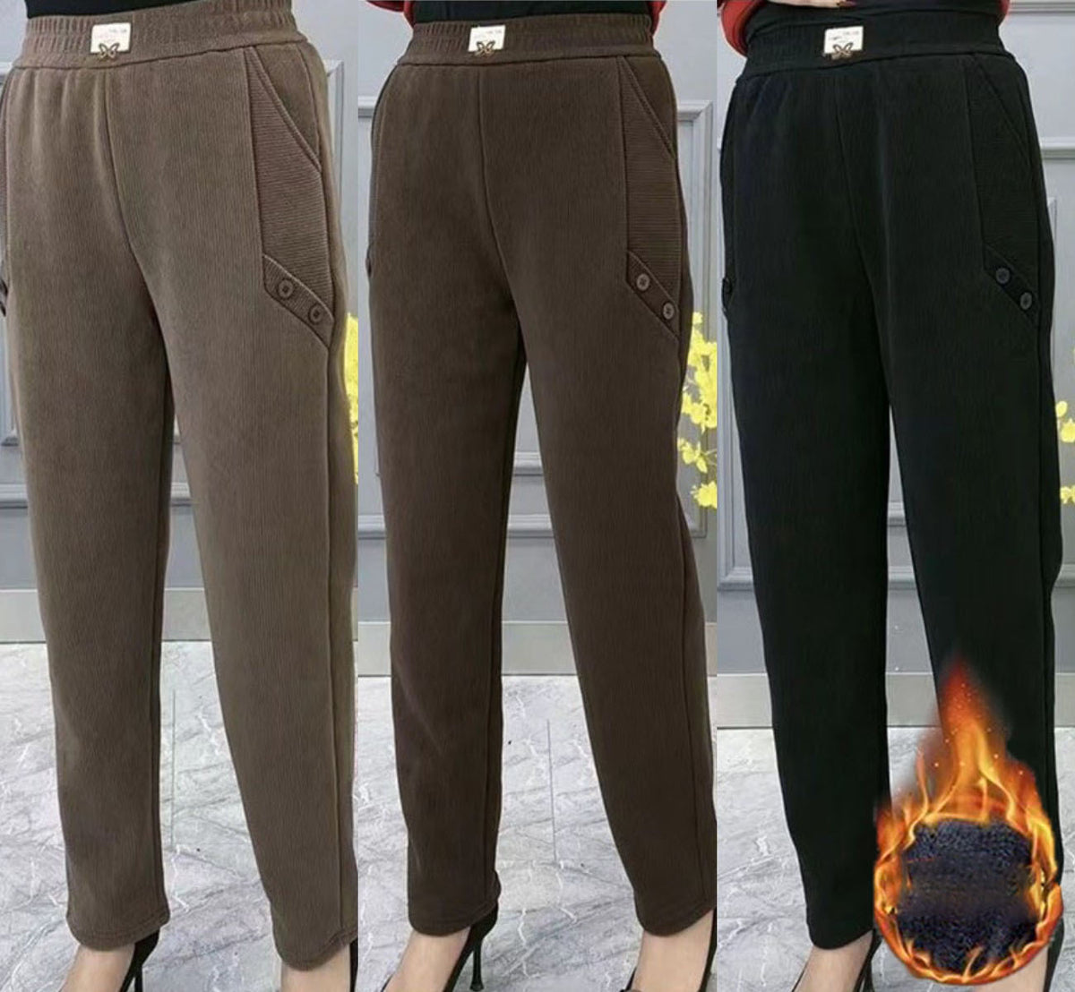 【2XL-5XL】Nowe, jesienne i zimowe, pogrubione, aksamitne, luźne spodnie na co dzień w dużych rozmiarach ✅【55-92,5kg】