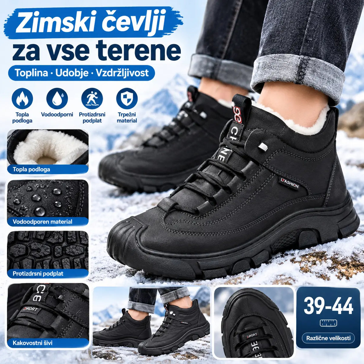 🤗❤️【39-44】Jesenski in zimski moški debeli žametni topli škornji, visoki škornji iz pravega usnja