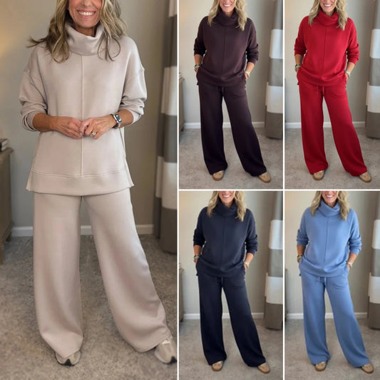 🍂prodavati se kao alva🍁🐏Novi zimski kvalitetni ženski casual set, minimalistički pulover s visokim vratom + ravne casual hlače🔥-4179262