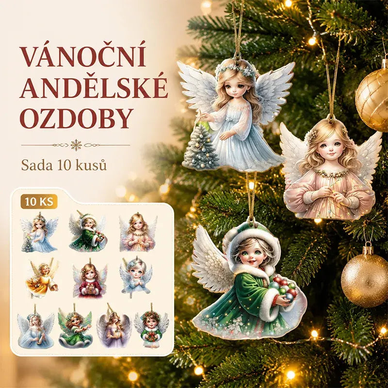 🎁👼【10 ks】Roztomilé vánoční andělské ozdoby – lze zavěsit na vánoční stromeček nebo do auta, novinka roku 2026