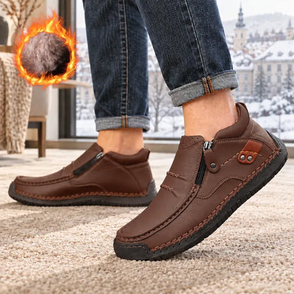 👞【 38–48】Pánské zimní zateplené boty na řízení, kvalitní kůže, ruční výroba, protiskluzová podrážka, široká špička a podpora klenby ✅ Platba na dobírku