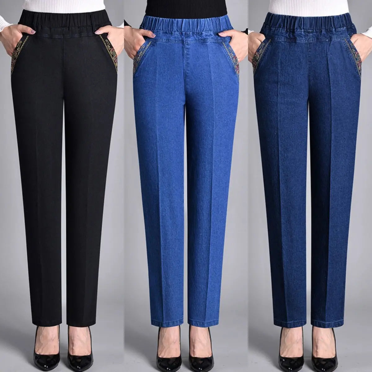🔥👖 Utolsó nap – 50% kedvezmény 【L–5XL】 Új, női, laza szabású, rugalmas, egyenes szárú farmernadrág meleg béléssel őszre és télre, meleg és kényelmes ✨