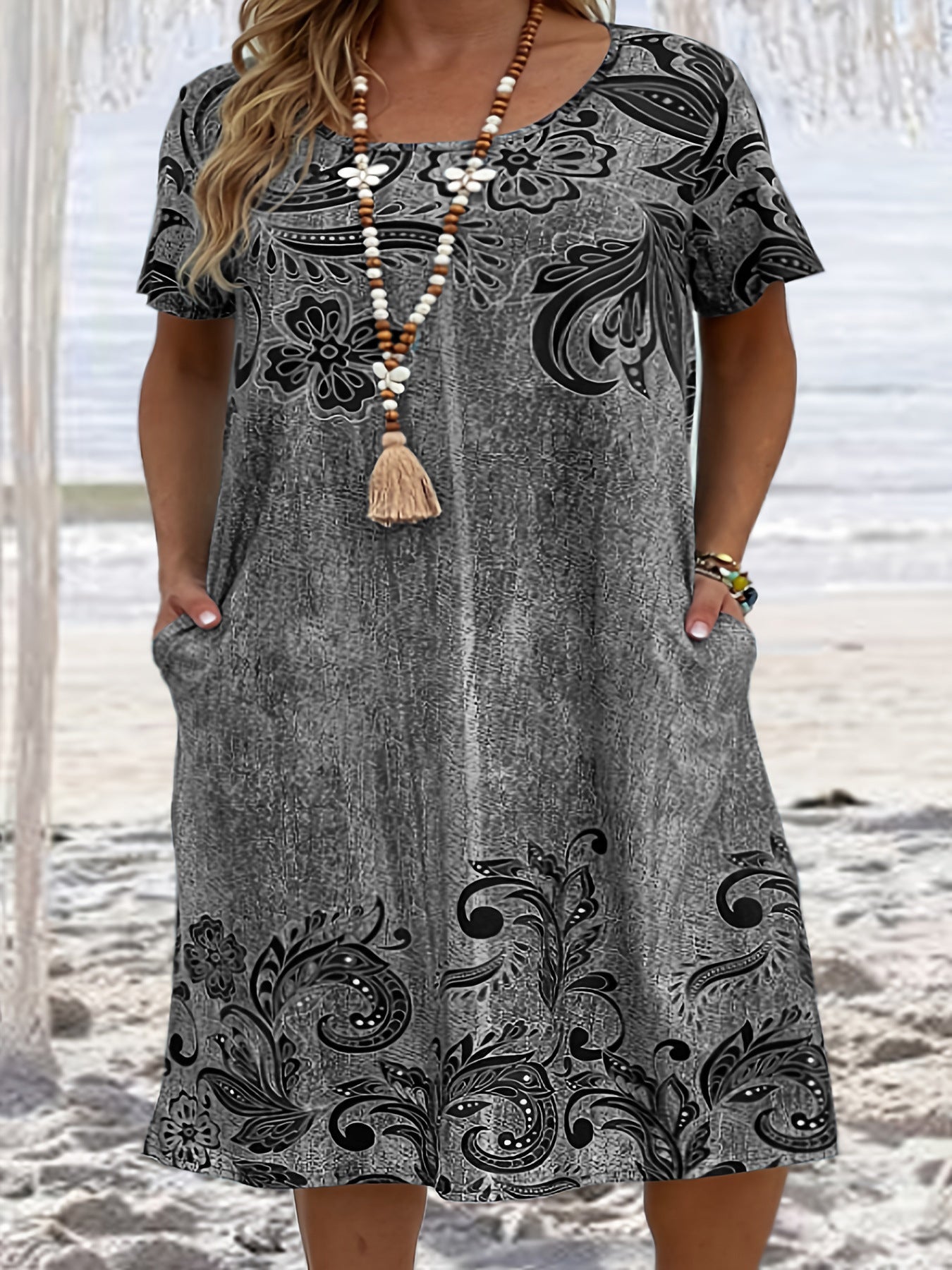 👗[XL-6XL]2024 Nowa damska sukienka z luźnymi kieszeniami z nadrukiem 3D-3578821